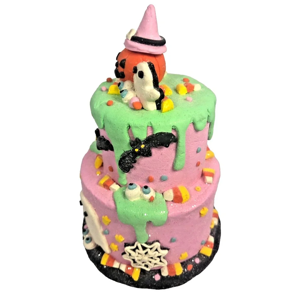 Unbranded Halloween Faux Cake Figurine Adults 10in Pink Mint New Ghost Pumpkin